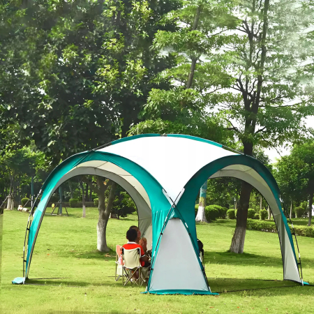 Pavilion gradina 350x350x230 cm, structura fibra de sticla, acoperis poliester impermeabil, verde cu alb [5]