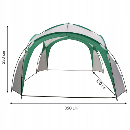Pavilion gradina 350x350x230 cm, structura fibra de sticla, acoperis poliester impermeabil, verde cu alb [2]