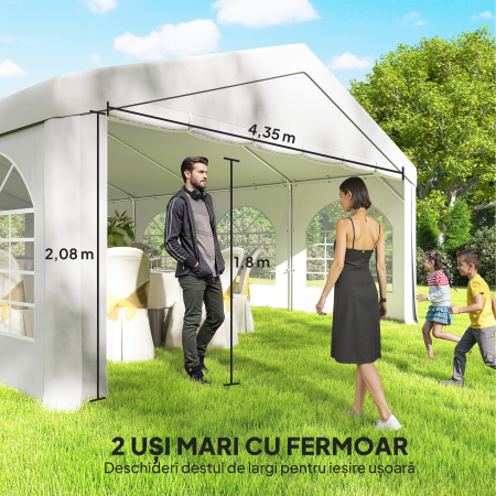  Pavilion pentru Petreceri 10x5 m cu 10 Pereti Laterali Detasabili, Pavilion de Gradina cu 5 Sectiuni, Usi cu Fermoar si Ferestre, Pavilion pentru Nunti, Evenimente, intalniri, UV30+, Alb [5]