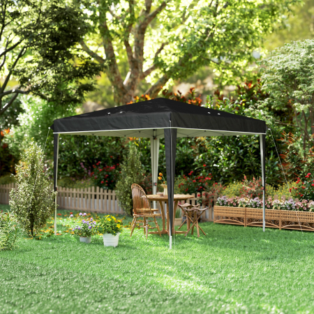  Pavilion Pliabil cu inaltime Reglabila si Geanta de Transport, 300x300x273 cm, Negru [8]
