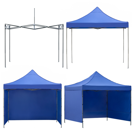 Pavilion pliabil de gradina 3x3 m, cu 3 pereti laterali pentru protectie impotriva vantului si ploii usoare, prelata hidrofoba Oxford 420D, cadru din [5]