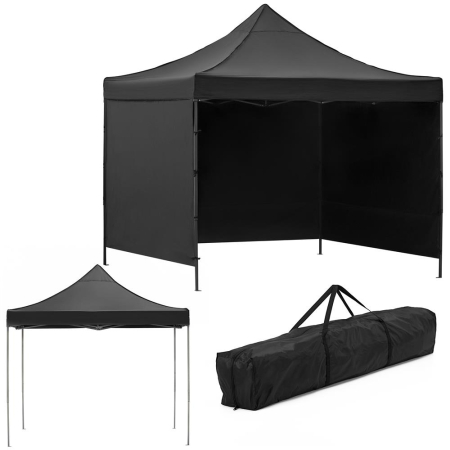 Pavilion pliabil de gradina 3x3 m, cu 3 pereti laterali pentru protectie impotriva vantului si ploii usoare, prelata hidrofoba Oxford 420D, cadru din [24]