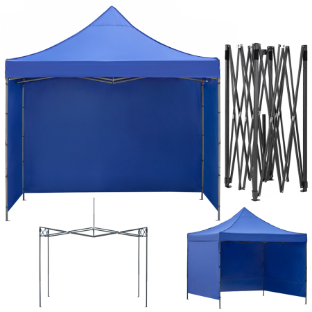 Pavilion pliabil de gradina 3x3 m, cu 3 pereti laterali pentru protectie impotriva vantului si ploii usoare, prelata hidrofoba Oxford 420D, cadru din [4]