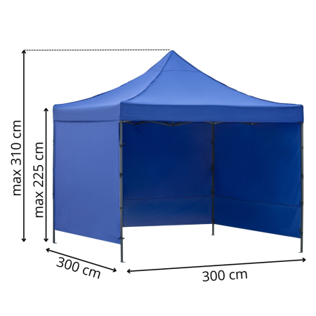 Pavilion pliabil de gradina 3x3 m, cu 3 pereti laterali pentru protectie impotriva vantului si ploii usoare, prelata hidrofoba Oxford 420D, cadru din [38]
