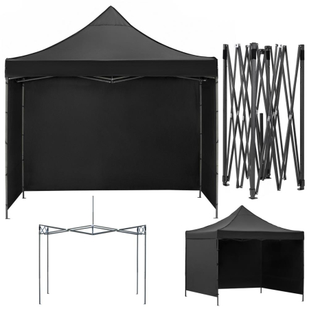 Pavilion pliabil de gradina 3x3 m, cu 3 pereti laterali pentru protectie impotriva vantului si ploii usoare, prelata hidrofoba Oxford 420D, cadru din [4]