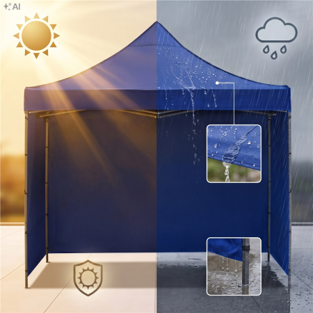Pavilion pliabil de gradina 3x3 m, cu 3 pereti laterali pentru protectie impotriva vantului si ploii usoare, prelata hidrofoba Oxford 420D, cadru din [9]
