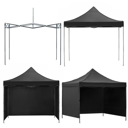 Pavilion pliabil de gradina 3x3 m, cu 3 pereti laterali pentru protectie impotriva vantului si ploii usoare, prelata hidrofoba Oxford 420D, cadru din [23]