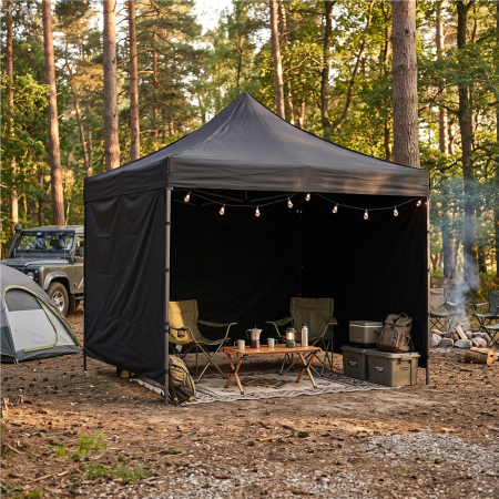 Pavilion pliabil de gradina 3x3 m, cu 3 pereti laterali pentru protectie impotriva vantului si ploii usoare, prelata hidrofoba Oxford 420D, cadru din [7]