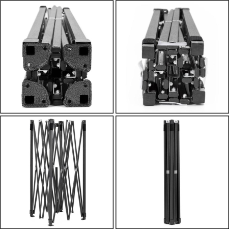 Pavilion pliabil gradina 3x3 m cu acoperis impermeabil si 3 pereti laterali, structura metalica, inaltime reglabila, negru [36]