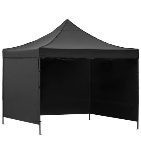 Gradina & balcon - Pavilion pliabil gradina 3x3 m cu acoperis impermeabil si 3 pereti laterali, structura metalica, inaltime reglabila, negru