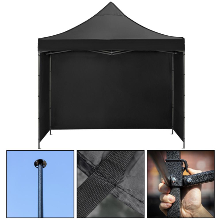 Pavilion pliabil gradina 3x3 m cu acoperis impermeabil si 3 pereti laterali, structura metalica, inaltime reglabila, negru [28]