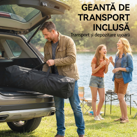 Pavilion pliabil  Pop-Up 3x3 m cu perete lateral, din metal si tesatura Oxford, bej [8]