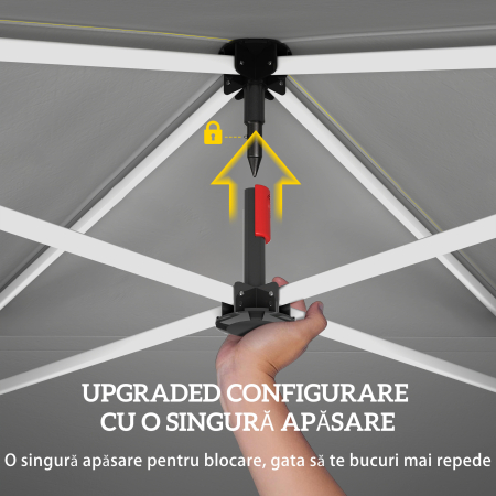 Pavilion pliabil  Pop-Up 3x3 m cu perete lateral, din metal si tesatura Oxford, bej [3]