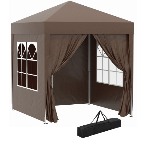 Pavilioane -  Pavilion Pop-up Impermeabil cu 4 Pereti Detasabili si Geanta de Transport, 2x2x2.4 m, Maro