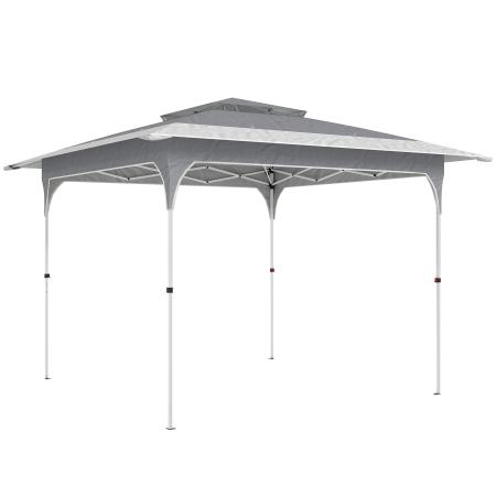Prelate, pavilioane, umbrele terasa -  Pavilion Pop-Up pliabil 3.5x3.5 m cu acoperis dublu si geanta, din metal si material Oxford, gri inchis