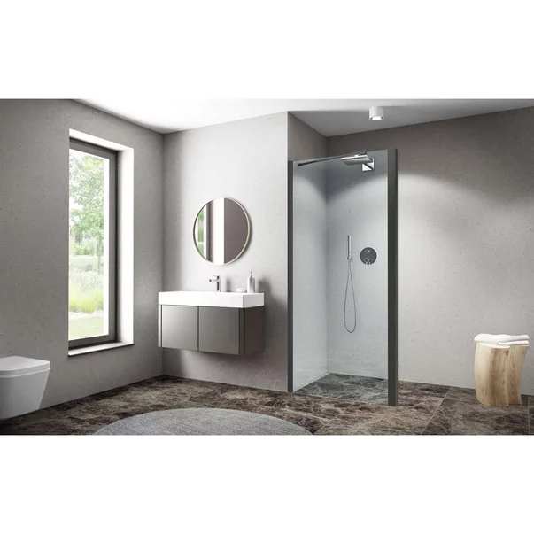 Perete lateral fix Roth Cariba 100 cm sticla 6 mm transparent-negru mat [3]