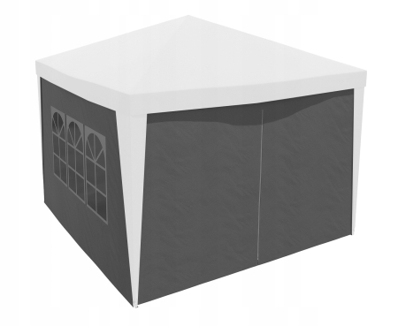 Set 4 pereti laterali pavilion 295x195 cm, 3 cu ferestre si 1 usa fermoar, PE 100g/m2 impermeabil, prindere velcro, gri [4]