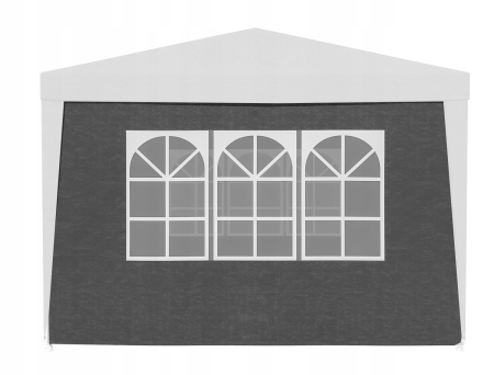 Set 4 pereti laterali pavilion 295x195 cm, 3 cu ferestre si 1 usa fermoar, PE 100g/m2 impermeabil, prindere velcro, gri [5]