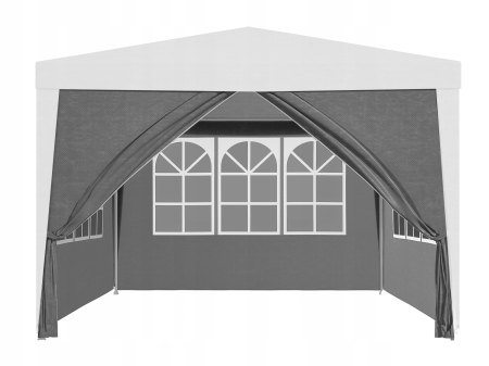 Set 4 pereti laterali pavilion 295x195 cm, 3 cu ferestre si 1 usa fermoar, PE 100g/m2 impermeabil, prindere velcro, gri [1]