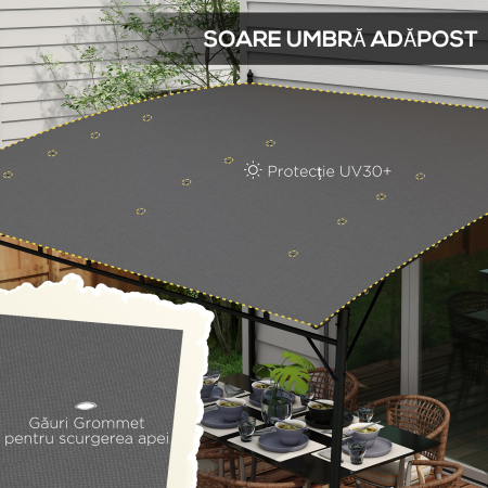  Pergola 3 x 4m, Foisor pentru exterior, Gri [4]