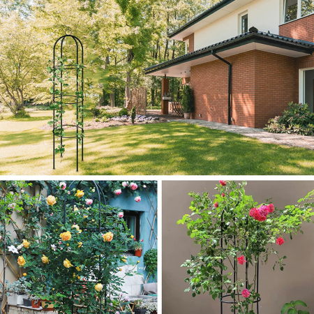 Pergola coloana pentru trandafiri si plante cataratoare, structura otel, 190x40 cm, negru [1]