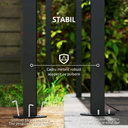  Pergola de Gradina din Metal si Poliester, 238x238x235/194 cm, Gri inchis [4]
