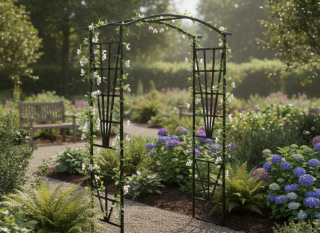 Pergola decorativa pentru gradina, suport plante cataratoare, structura otel, 114x45x208 cm, negru [2]
