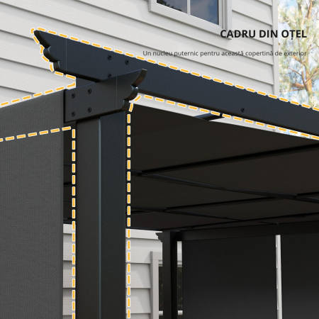  Pergola Gazebo 3x3,5 m cu 3 Acoperisuri Reglabile din Otel si Poliester Anti-UV, Gri [3]