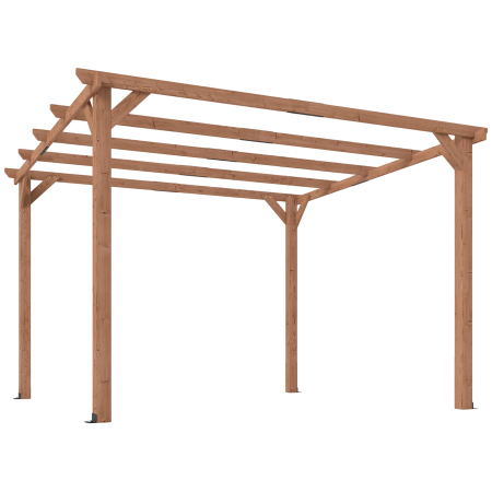 Gradina & balcon -  Pergola Gazebo 3x3 m din Lemn de Brad, Pergola pentru Gradina cu Suporturi Triunghiulare si 5 Grinzi pentru Plante Cataratoare, Pergola din Lemn pentru Exterior, Patio, Terasa, Aspect Lemn de Artar