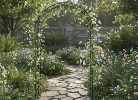Pergola gradina metalica cu suport plante cataratoare, otel vopsit electrostatic, 130x39x260 cm, negru [5]