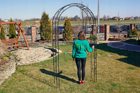 Pergola gradina metalica cu suport plante cataratoare, otel vopsit electrostatic, 130x39x260 cm, negru [8]