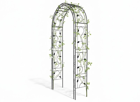 Pergola gradina metalica cu suport plante cataratoare, otel vopsit electrostatic, 130x39x260 cm, negru [4]