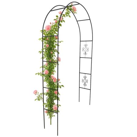 Pergola gradina decorativa cu ancore fixare sol, otel vopsit electrostatic, 140x38x240 cm, verde inchis [3]