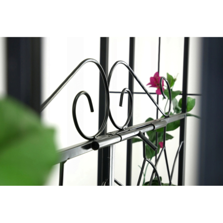 Pergola gradina metalica cu poarta decorativa, suport plante cataratoare, otel vopsit, 106x50x217 cm, negru [10]