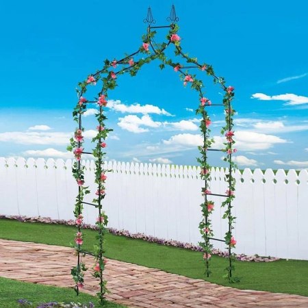 Pergola gradina metalica cu varfuri decorative, otel vopsit cu pulbere, 150x37x240 cm, negru [5]