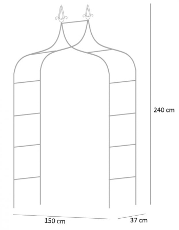 Pergola gradina metalica cu varfuri decorative, otel vopsit cu pulbere, 150x37x240 cm, negru [10]