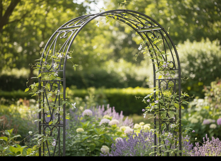 Pergola gradina metalica pentru plante cataratoare, otel vopsit electrostatic, 150x40x250 cm, negru [2]