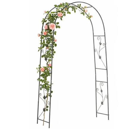 Pergola gradina metalica cu ancore fixare sol, otel vopsit electrostatic, suport plante cataratoare, 114x37x230 cm, verde inchis [1]