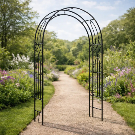Decoratiuni - Pergola gradina metalica pentru plante cataratoare, otel vopsit electrostatic, 145x38x240 cm, verde