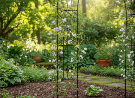 Pergola gradina metalica pentru plante cataratoare, otel vopsit electrostatic, 145x38x240 cm, verde [2]