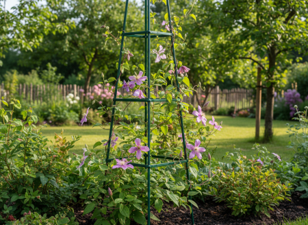 Pergola gradina piramidala pentru plante cataratoare, structura otel, 31x31x200 cm, verde inchis [1]
