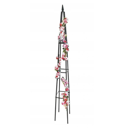Pergola gradina piramidala pentru plante cataratoare, structura otel, 31x31x200 cm, verde inchis [6]