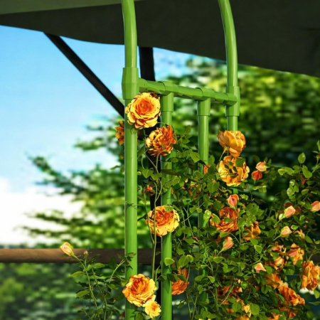 Pergola gradina tip arc pentru plante cataratoare, metal cu acoperire PE, 240x40 cm, verde [3]