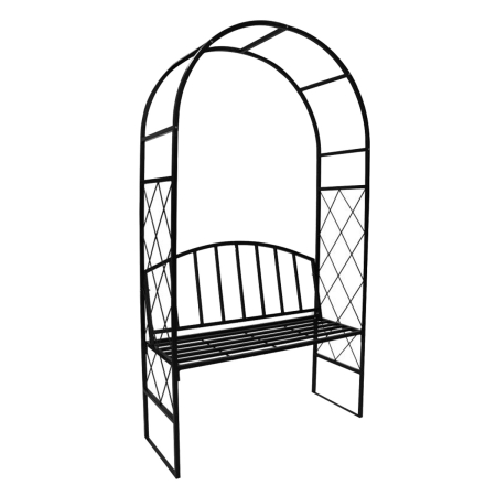 Pergola pentru gradina cu banca, structura otel, design arcuit, 115x45x208 cm, negru [1]