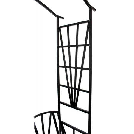 Pergola pentru gradina cu banca, suport plante cataratoare, structura otel, 114x45x208 cm, negru [6]
