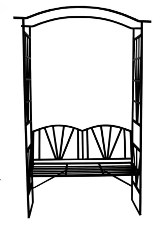 Pergola pentru gradina cu banca, suport plante cataratoare, structura otel, 114x45x208 cm, negru [5]