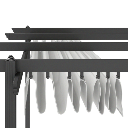  Pergola Retractabila cu Structura din Aluminiu, Copertina de Soare pentru Gradina sau Terasa, 390x390x223 cm, Alb [7]