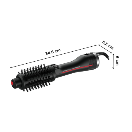 Peria rotativa cu aer cald Rowenta Karl Lagerfeld Pro Stylist CF961LF0, 750W, tehnologie Pro Dual Motion, generator de ioni, înveliş exclusiv Keratin & Glow, cablu 1.8m, negru&rosu [6]