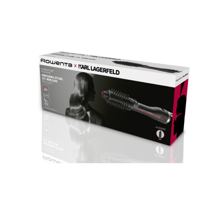 Peria rotativa cu aer cald Rowenta Karl Lagerfeld Pro Stylist CF961LF0, 750W, tehnologie Pro Dual Motion, generator de ioni, înveliş exclusiv Keratin & Glow, cablu 1.8m, negru&rosu [7]