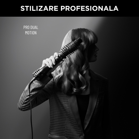 Peria rotativa cu aer cald Rowenta Karl Lagerfeld Pro Stylist CF961LF0, 750W, tehnologie Pro Dual Motion, generator de ioni, înveliş exclusiv Keratin & Glow, cablu 1.8m, negru&rosu [8]